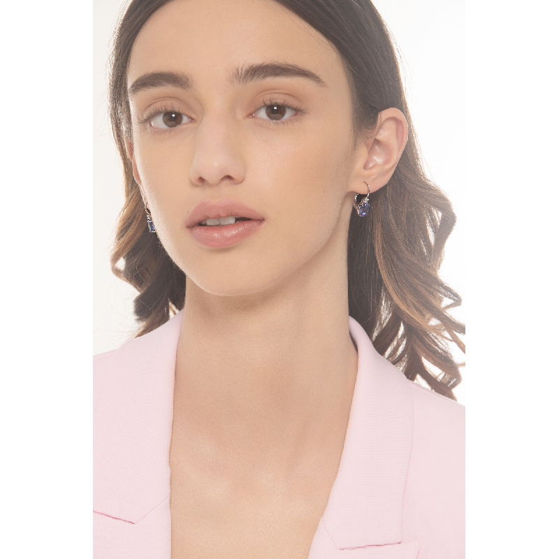 Earrings in white gold 18k with diamonds and tanzanite