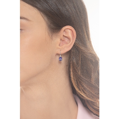 Earrings in white gold 18k with diamonds and tanzanite