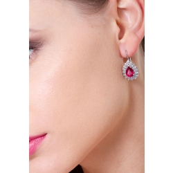 White gold 18k drop earrings with diamonds and rubies 2