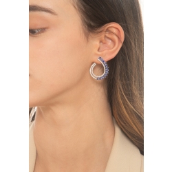 Earrings in white gold 18k with blue sapphires and diamonds 2