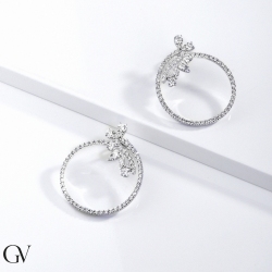 Orecchini Cerchio Skinny 2,5 Cm Con Cristallo Pav&eacute; Per Bambina &ndash; Oro O Argento