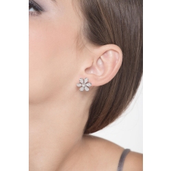 Orecchini Floreali A Bottone Con Diamanti – Eleganti E Brillanti – 2 Modi Di Indossarli – Ipoallergenici