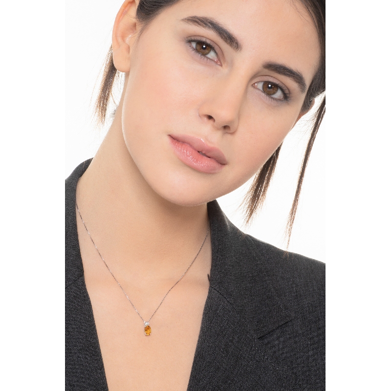 White gold 18k pendant with citrine and diamond 