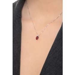 White gold 18k pendant with oval cut ruby and diamond  2