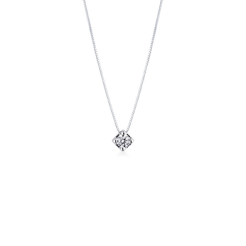 18k white gold solitaire necklace with 0.30 ct diamond