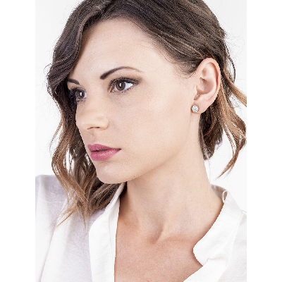 Orecchini in Oro Bianco 18k con pavè in Diamanti, ct. 1,05