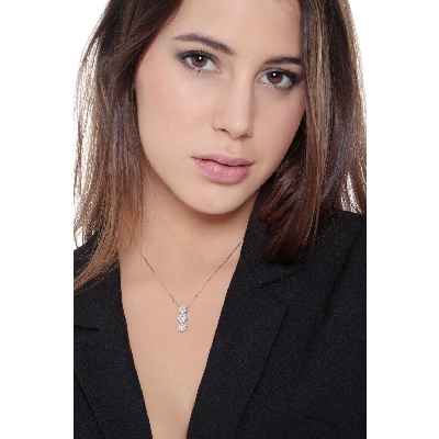 Collana a 3 pendenti in oro Bianco 18k con diamanti