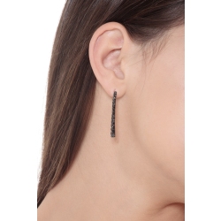 White gold 18k drop tennis earrings with black diamonds 2