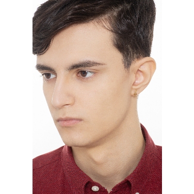 Mono orecchino in oro giallo 18k con chiave di violino, mm 12