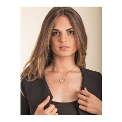 Collana con pendente a cuore in oro bianco 18k con diamanti 2