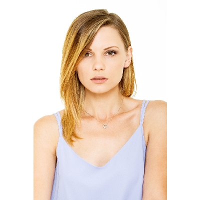 Collana in oro bianco 18k con pendente a cuore in diamanti, ct. 0,20