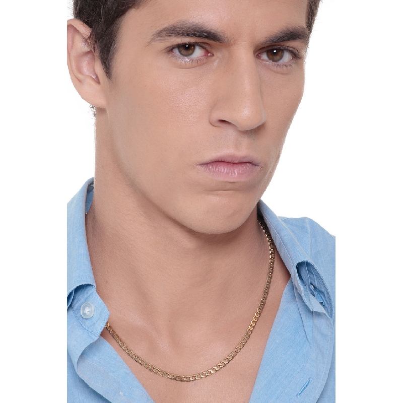 Catena in Oro Giallo 18k a maglia groumette piatta, 50 cm