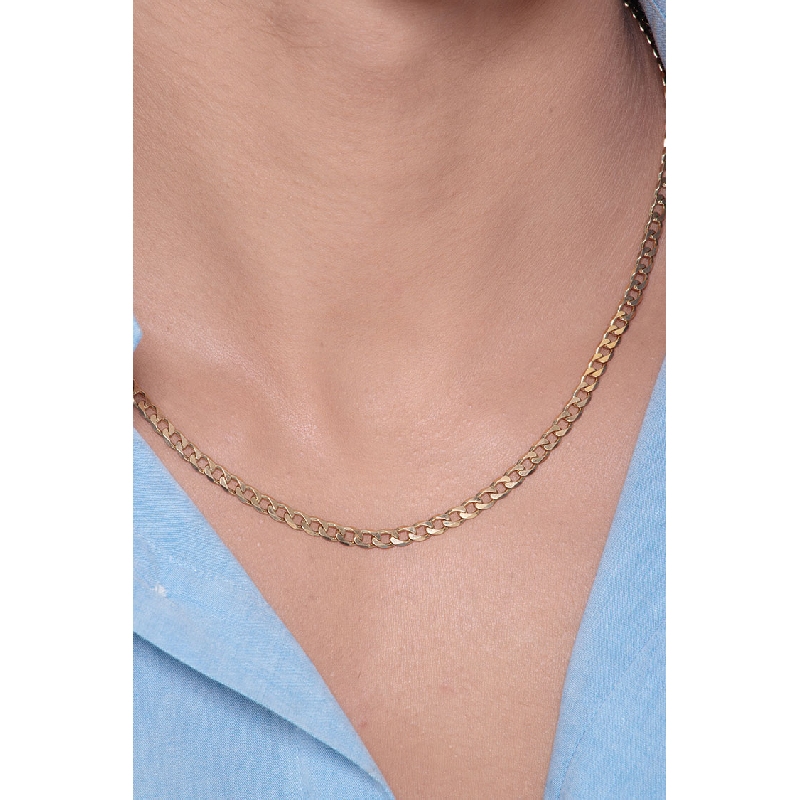 Catena in Oro Giallo 18k a maglia groumette piatta, 50 cm