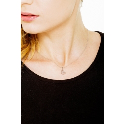 Collana in oro bianco 18k con pendente cuore e diamante. 2