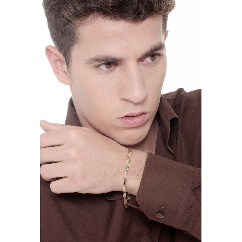 Bracciale Fantasia in Oro Giallo e Oro Bianco Diamantato 18k.