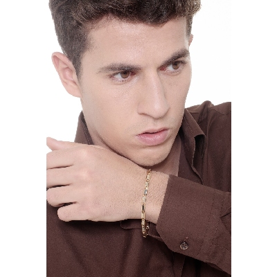 Bracciale Fantasia in Oro Giallo e Oro Bianco Diamantato 18k.