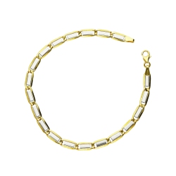 Bracciale Fantasia in Oro Giallo e Oro Bianco Diamantato 18k.