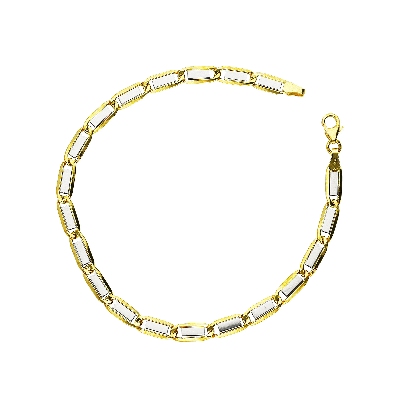 Bracciale Fantasia in Oro Giallo e Oro Bianco Diamantato 18k.