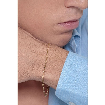 Bracciale maglia a staffa in Oro Giallo 18k, cm 21