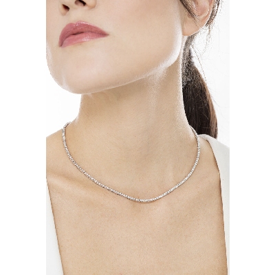 Diamond Tennis Necklace, 18k White gold