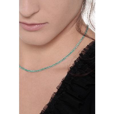 18k white gold tennis necklace with emeralds