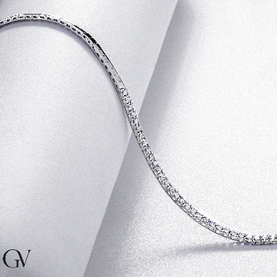 18k white gold diamond tennis necklace