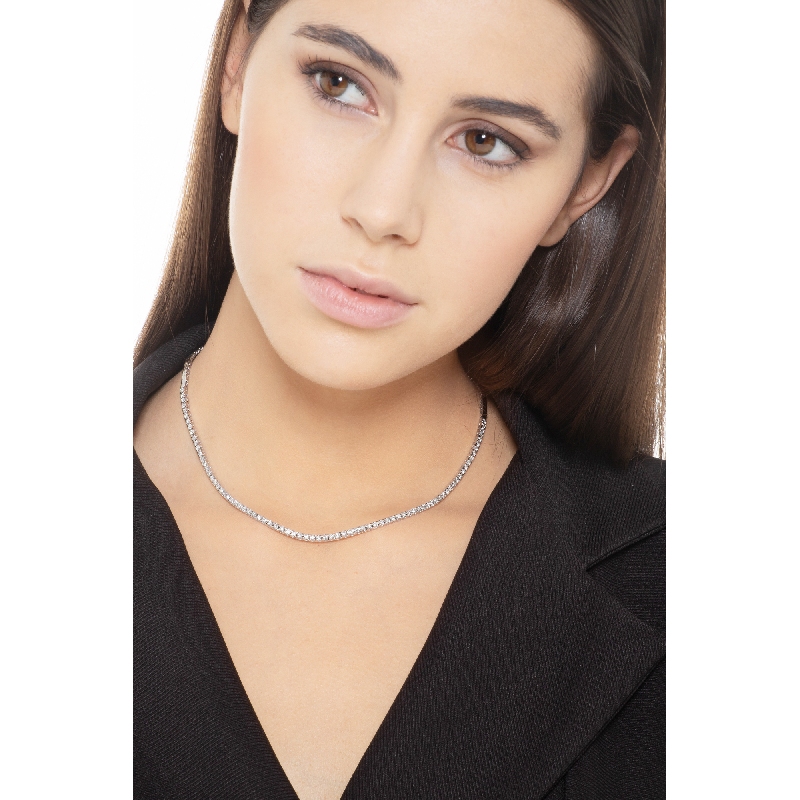 18k white gold diamond tennis necklace