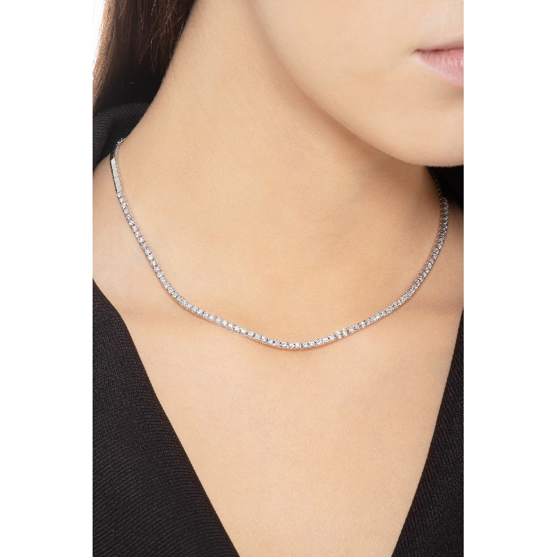 18k white gold diamond tennis necklace