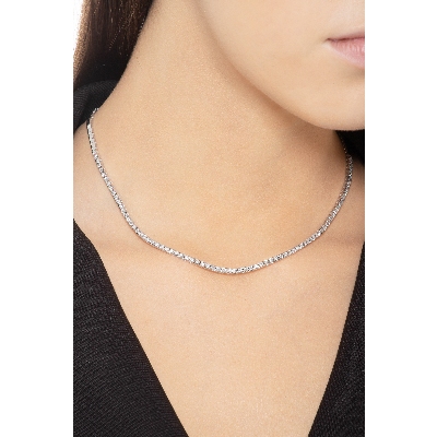 18k white gold diamond tennis necklace