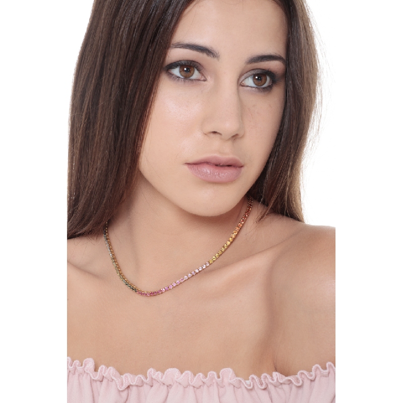 Collana Tennis con Zaffiri Rainbow