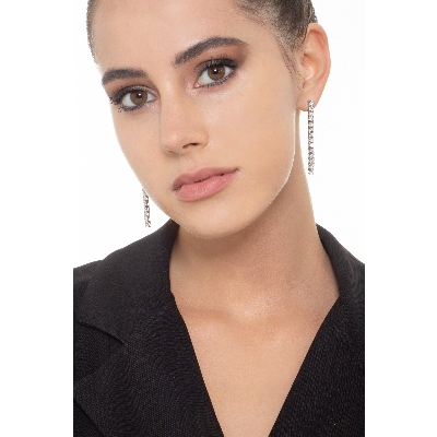 Diamond drop tennis earrings in 18k white gold