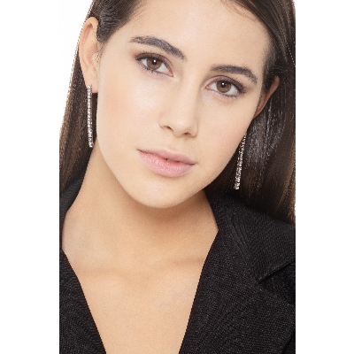 Drop tennis earrings in 18k white gold with diamonds