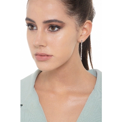 Orecchini tennis in oro bianco 18k con diamanti da 0,02 ct