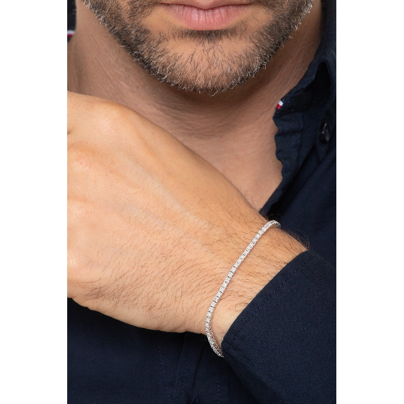 Bracciale Tennis in oro Bianco 18k con diamanti Larghezza maglia 2,4 mm
