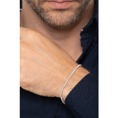 Bracciale Tennis in oro Bianco 18k con diamanti Larghezza maglia 2,4 mm