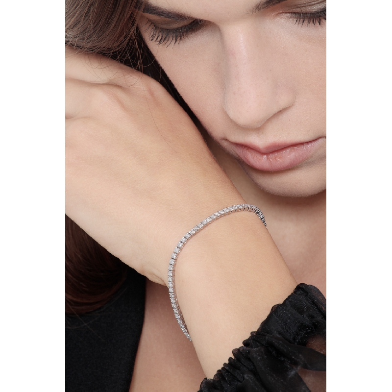 Bracciale Tennis in oro Bianco 18k con diamanti Larghezza maglia 2,4 mm