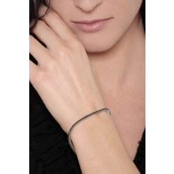 Wire style burnished tennis bracelet with black diamonds 2
