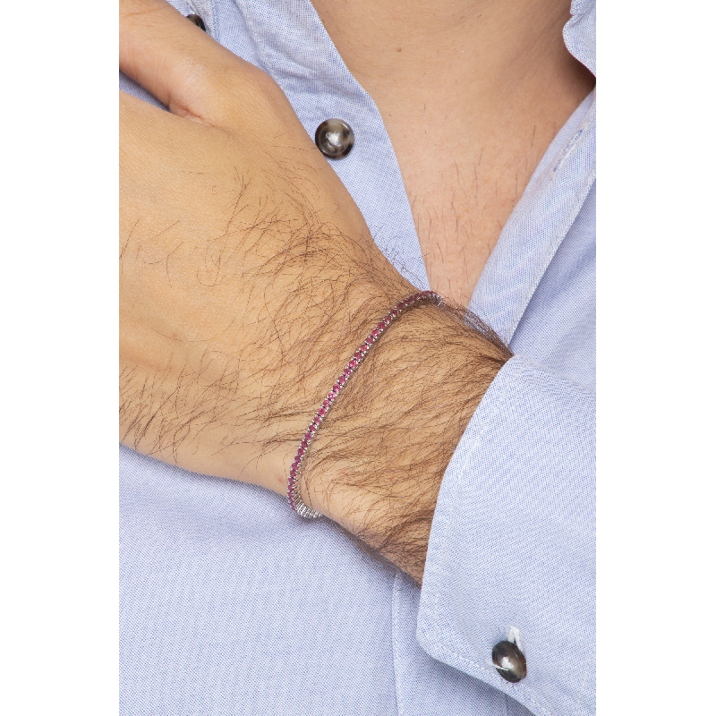 Wire top tennis bracelet with rubies