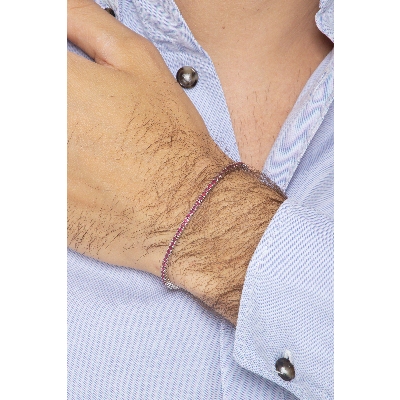 Wire top tennis bracelet with rubies