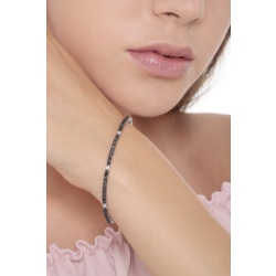 Wire tennis bracelet with black and white diamonds 2