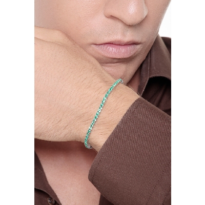 Tennis bracelet in white gold 18k with emeralds about 2,2 mm wide