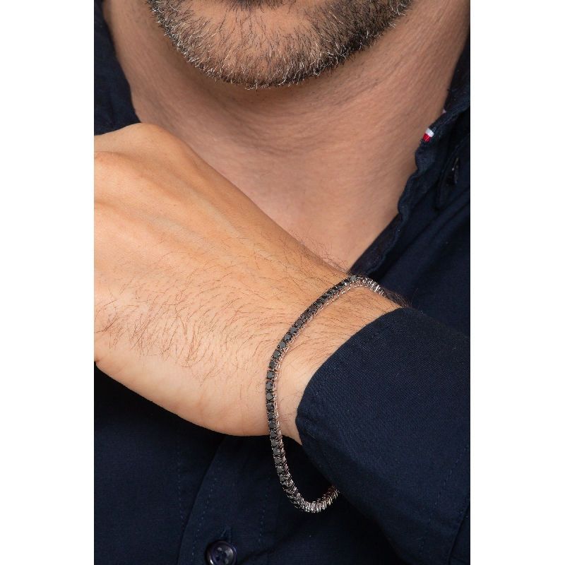 18k white gold tennis bracelet with black diamonds