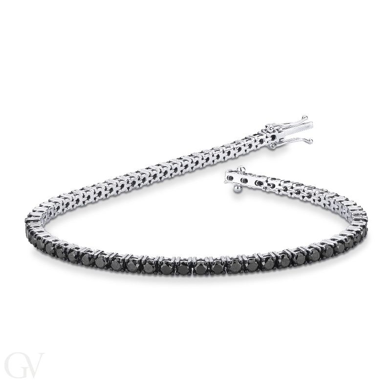 18k white gold tennis bracelet with black diamonds