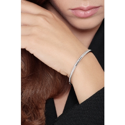 Rigid bracelet in 18k white gold with diamonds