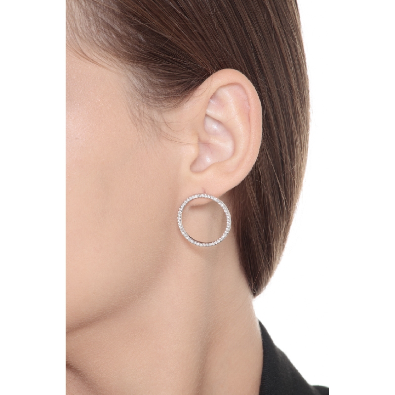 White gold 18k hoop earrings with diamonds, 0,85 ct 