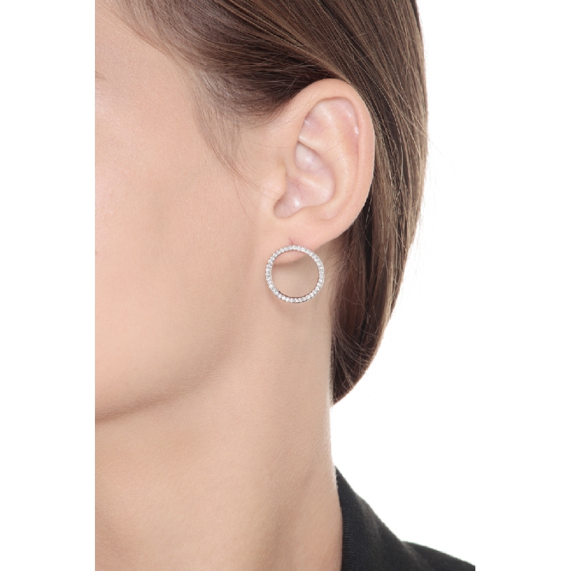 White gold 18k hoop earrings with diamonds, 0,66 ct