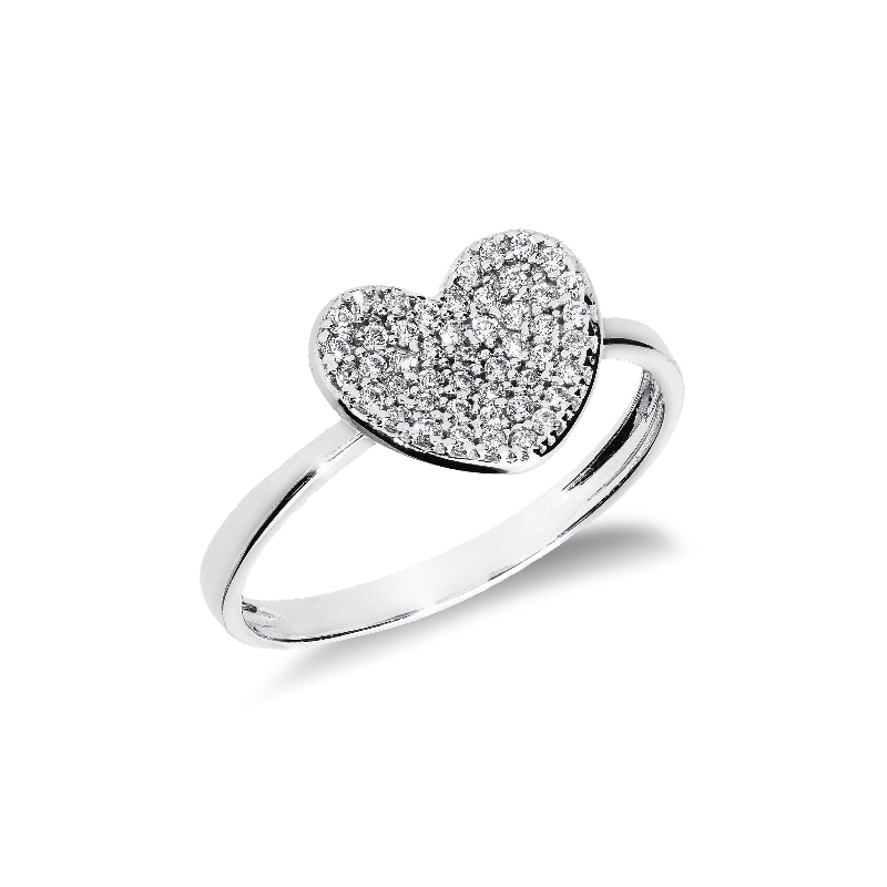 White gold 18k zircon ring heart shaped