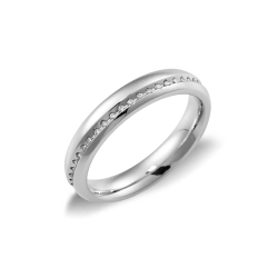 White gold 18k wedding ring with diamonds, Infinito collection Unoaerre 