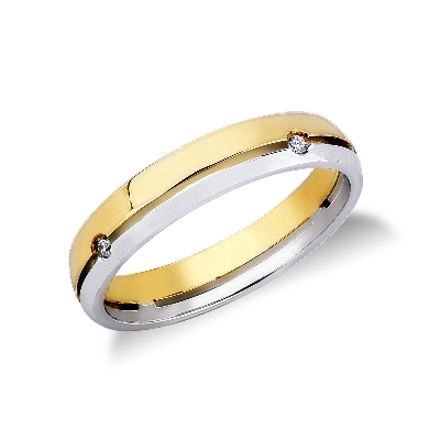 18k white and yellow anniversary ring with diamonds 