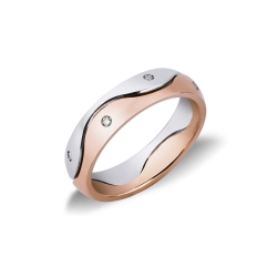 Rose and white gold 18k Unoaerre Galassia wedding band with diamonds 